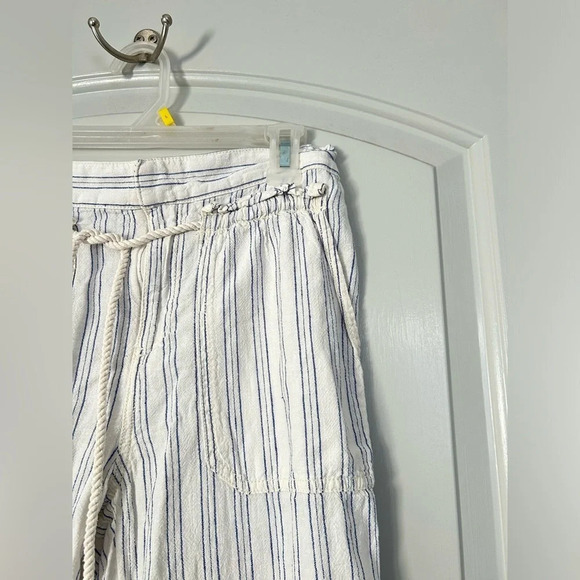 Anthropologie Off White Linen Blend Summer Beachy striped pants size XS - Picture 8 of 16
